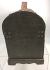 Vtg Wooden Dome Style Treasure Chest Leather Straps Look 15x11x8