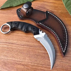 D2 Steel Blade Fixed Blade Knife Full Tang Karambit Tactical Edc Knife   Sheath