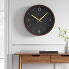 20  Walnut Woodgrain Wall Clock Black - Threshold  Modern Analog Display Indoor