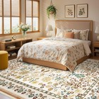Uermei 6x9 Area Rug Living Room Rugs - Washable Boho Vintage Floral Large Sof   