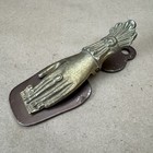 Vintage Large Antique Brass Victorian Hand Mail Letter Paper Clip Holder 5 25