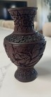Antique Chinese Carved Cinnabar Lacquer Vase With Landscape Scholars 6 5 