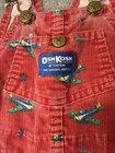 Vintage 80s Oshkosh Bgosh Airplane Overalls Corduroy 3t Usa Made Red Toddler Kid