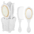5pcs Vintage Hand Mirror   Comb Set With Storage Pot - Antique Cosmetic Hair Too