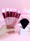 10-piece Multicolor Unicorn Makeup Brush Set With 2 Powder Puffs