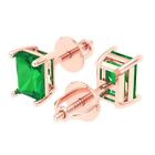 2 Ct Emerald Cut Solitaire Studs Gemstone Solid Rose Gold Earrings Screw Back