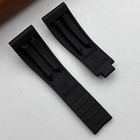 New Aftermarket For Rolex Oysterflex 20mm Black Silicone Rubber Watch Strap Band