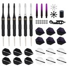 6 Pcs Black Pro Steel Tip Dart Set 23g Brass Barrel Aluminum Shaft Flight Case
