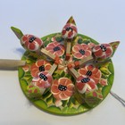 Vintage Traditional  Russian Wood  Pecking  Chickens Pull Toy Figure Souvenir    