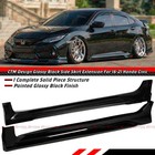 For 16-21 Honda Civic Sedan Hatchback Fc Fk4 Fk7 Ctm Black Side Skirt Extension
