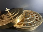 Pair Artistic Churchware Gold Brasstone Communion Tray   Cover Set Of 5