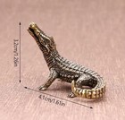 Brass Crocodile Animal Statue Small Sculpture Tabletop Figurine Home Decor Gifts