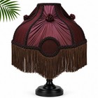 Handmade Victorian Lampshade Burgundy Fabric Fringe Vintage Table Lamp Shade