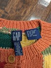 Vintage Gap Handknit Fall Patchwork Cardigan Sweater Youth Xs 90s Cotton Button
