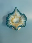 Antique Victorian Blue Art Glass Ruffled Jack In Pulpit  Vase
