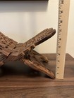 Vintage Hand Carved Wood Folding Cookbook Holder Bible Book Display Stand India