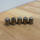 Vintage 5 Metal Sewing Thimbles   6 Wooden Thread Spools Collectible Mixed Sizes