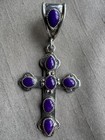 Beautiful Large Vintage Navajo Sugilite Sterling Silver Cross 3       Signed