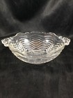 Vintage Clear Glass Optic Wave Tab Handle Bowl 6   