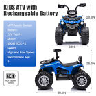 12v Battery Powered Kids Ride On Atv Car Quad Four Wheeler Toy W  Led Headlights
