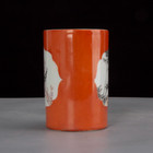 Collectable Art Handmade Painting Famille Rose Porcelain Bird Brush Pot