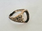 Antique Yellow Gold Tone Ring  W oval Setting Mounting  w  Scroolwork 4 Grams 