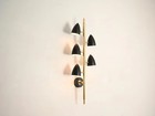 Mid Century Modern Raw Brass Wall Sconce 5 Light Shade Arm Vintage Style