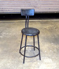Vintage Industrial Metal Stool Chair Backrest Drafting Shop Factory Heavy Duty