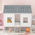 Low Loft House Bed With Roof And Windows Wooden Bed Frames Twin Size Loft Bed