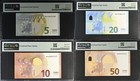 Euro Set 4  5 10 20 50 Euro 2013-2017 P 27 28 29 30 Superb Gem Unc Pmg 67 Epq