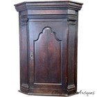 Antique Georgian Hanging Raised Panel 18th Cabinet   Oak Corner Cupboard