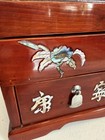 Vintage Musical Jewelry Box Red Cherry Lacquer Japanese Abalone  Inlay Working