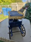 Vintage Stanley Cast Iron Surrey Horse And Carriage With Top And Figurines- Blue