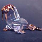 Walrus Figurine Hand Blown Glass Gold Crystal Sculpture