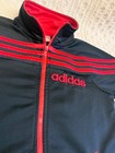 Adidas Track Jacket Size 7 Black Red Full Zip