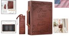 Large Classic Bible Cover Brown  Leather With Handle For Men And Women