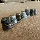 Lot Of 7 Vintage Original Metal Sewing Thimbles  Mixed Sizes   Colors