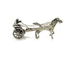 Vintage Sterling Signed 800 Lover Couple Buggy Horse Carriage Figure Miniature