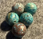5 Old Original Navajo Indian Turquoise Trade Beads Blue Green 1800 s