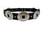 Large Concho Belt  Genuine Leather Black Belt Punk Goth Rock Conch Maddelion 