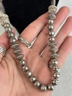 Vintage Navajo Native American Sterling Silver Hand Made Beaded Necklace