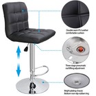 Set Of 2 Adjustable Swivel Barstools Pu Leather Counter Bar Stools Square Back