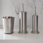 Stainless Steel Bathroom Trash Can Toilet Brush Plunger Set Wastebasket 3 Piece