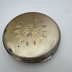 Vintage Powder Compact Gold Tone Etched Floral Design Makeup Mirror