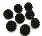Lot 8 Vintage Black Glass Buttons Faux Bead Face Metal Shank 5 8 