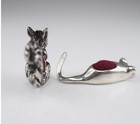 2pc Miniature Sterling Silver Pin Cushions  Mouse And Squirrel