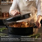 Turkey Roasting Pan With Lid 18in Enamel Carbon Steel Roaster Pot  Broiler Pan