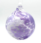 Hand Blown Art Glass Ornament - Clear  Amethyst Purple   White - 2 5  Ball Orb