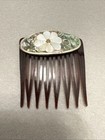 Vintage Pair Of Silver Abalone   Mother Of Pearl Flower Inlay Hair Combs