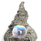 Vtg Pewter Magical Wizard Statue With Crystal Ball Miniature Figurine 2 5 